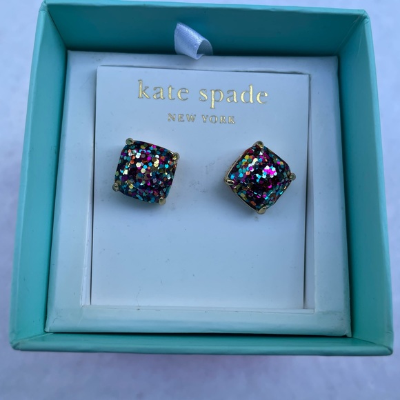 Kate Spade Mini Small Square Multicolor Glitter Stud Earrings - Picture 3 of 4